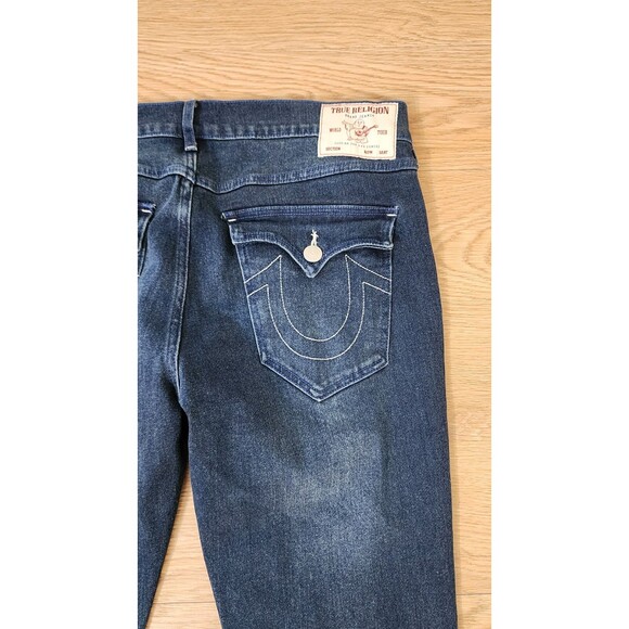 True Religion Rocco Jeans Mens 38x32 SN Flap Relaxed Skinny Dark Scorched Wash - Picture 4 of 16